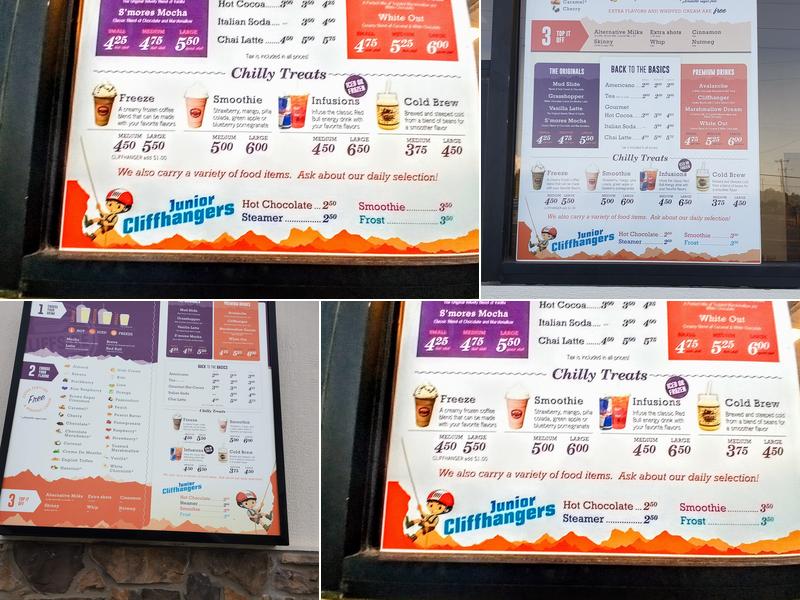 Cliffside Coffee Menu