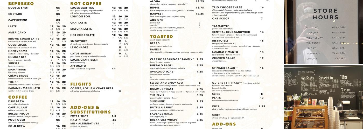 Coffee Central Menu