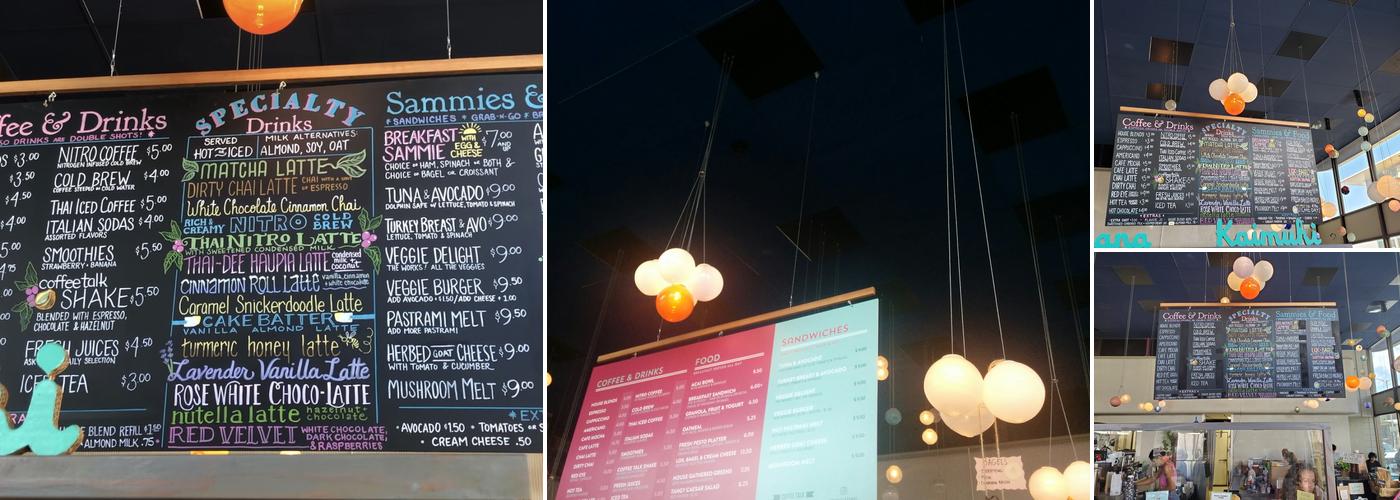 Talk Kaimuki Menu