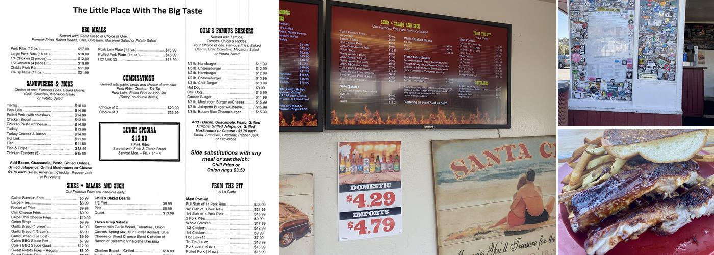 Cole's Bar-B-Q Menu