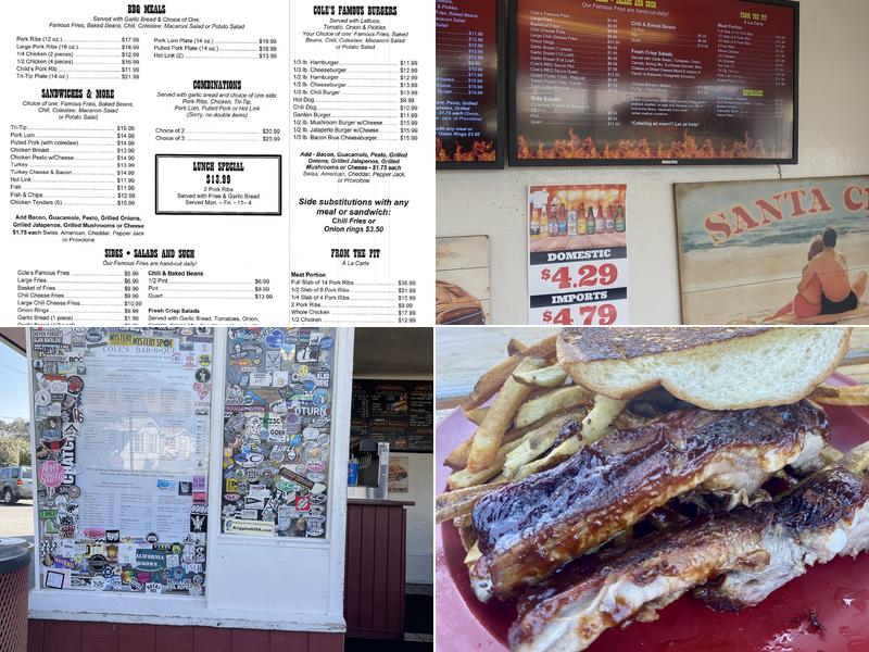 Cole's Bar-B-Q Menu
