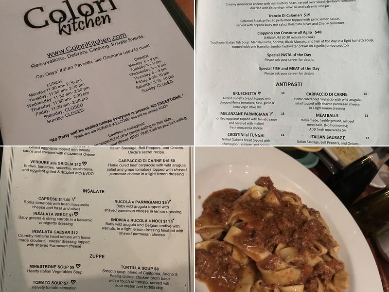 Colori Kitchen Menu