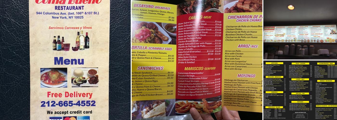 Coma Bueno Menu