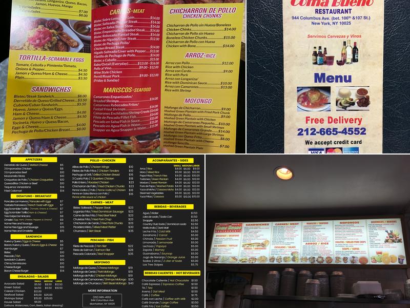 Coma Bueno Menu