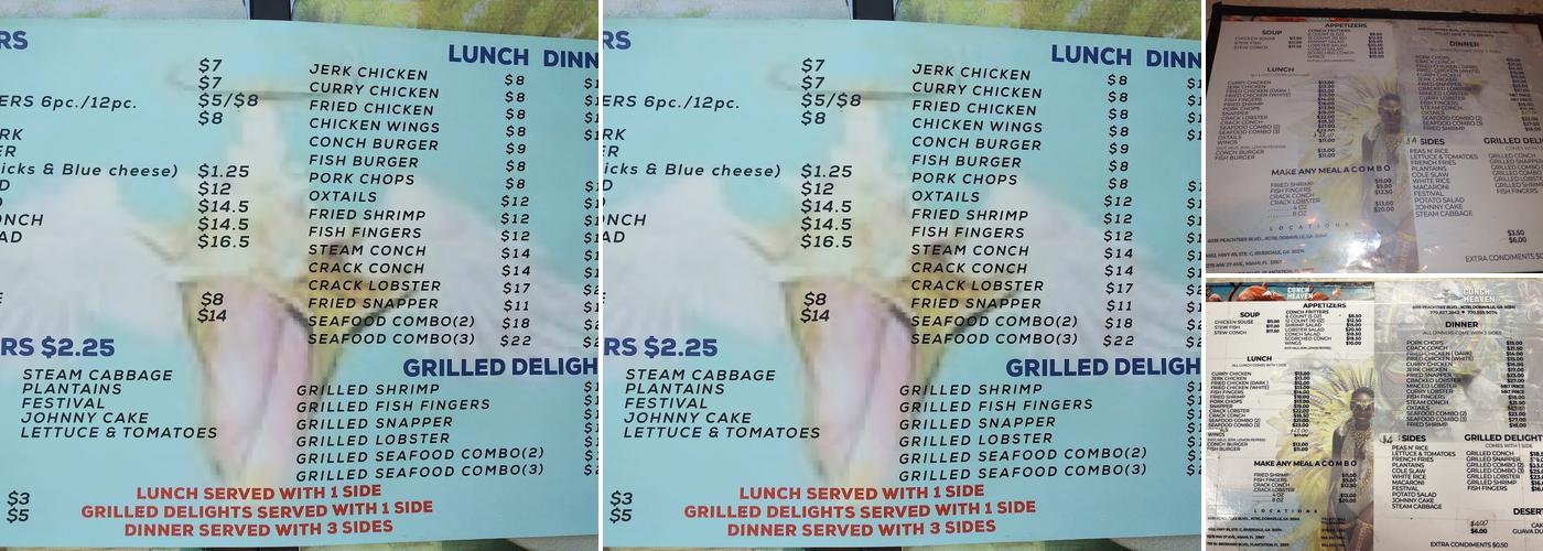 Conch Heaven Menu