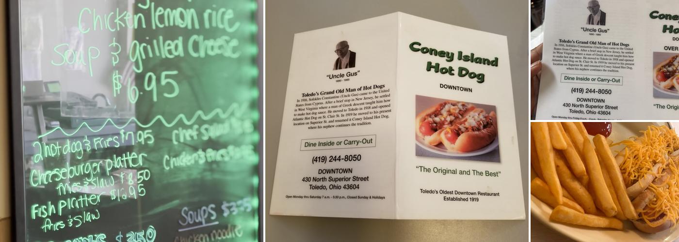 Coney Island Hot Dog Downtown Toledo Menu