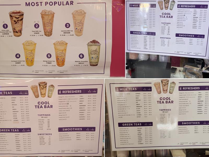 Cool Tea Bar Menu