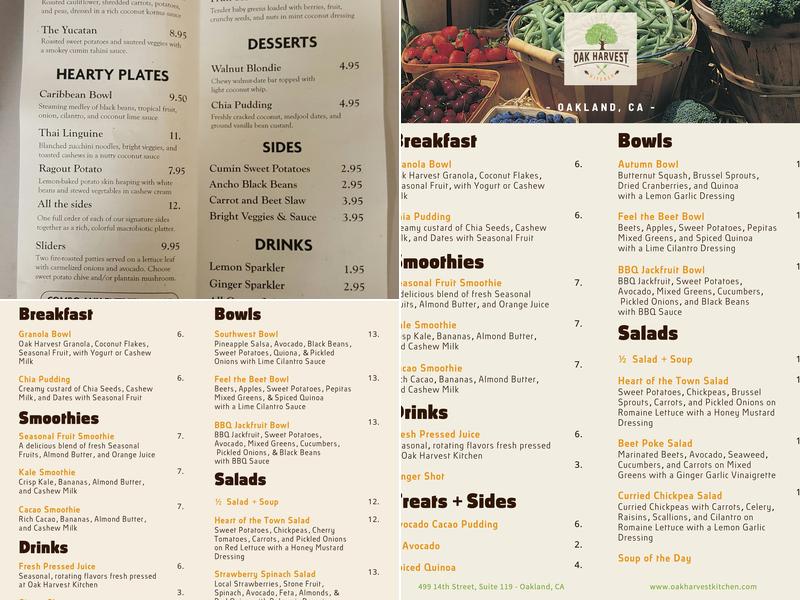 Oak Harvest Kitchen Menu