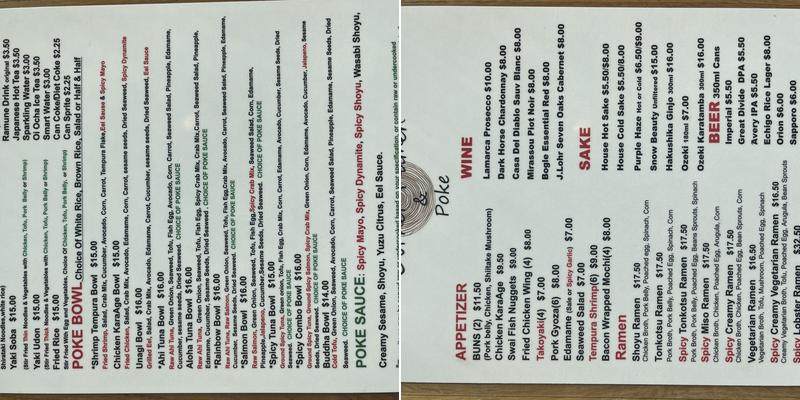 Corner Ramen & Poke Menu