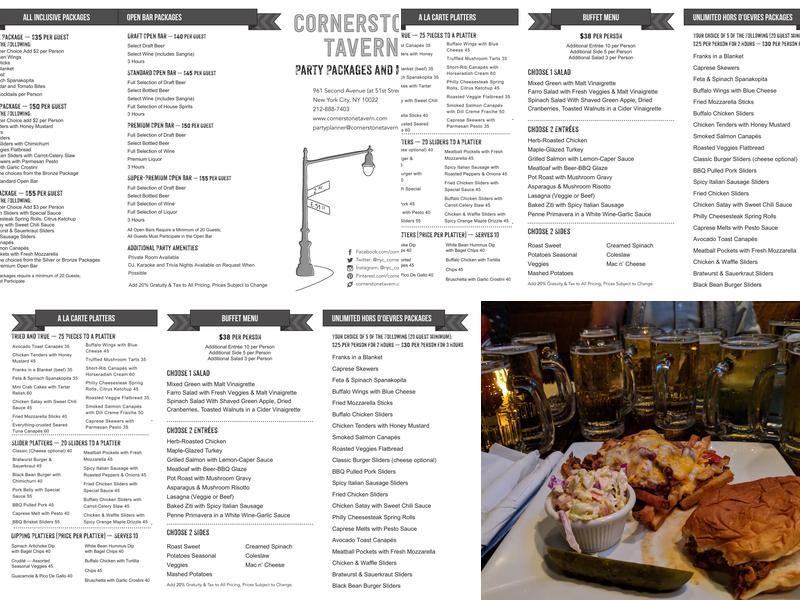 Cornerstone Tavern Menu