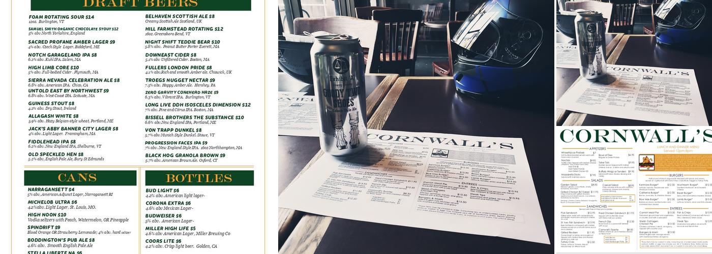 Cornwall's Menu