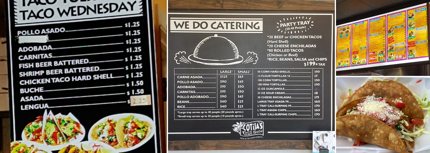 Cotija's Taco Shop Menu