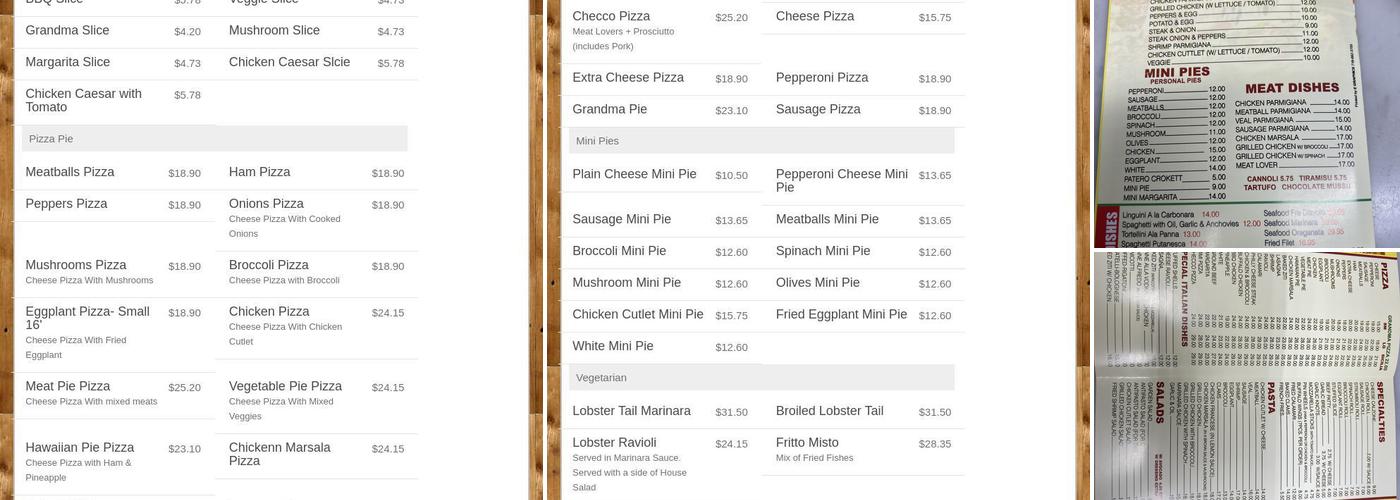 Cozzi Pizza Menu