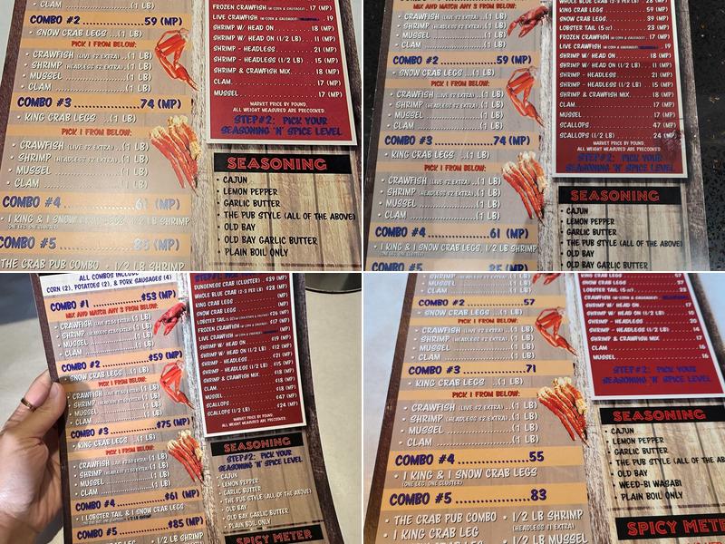 Crab Pub Menu
