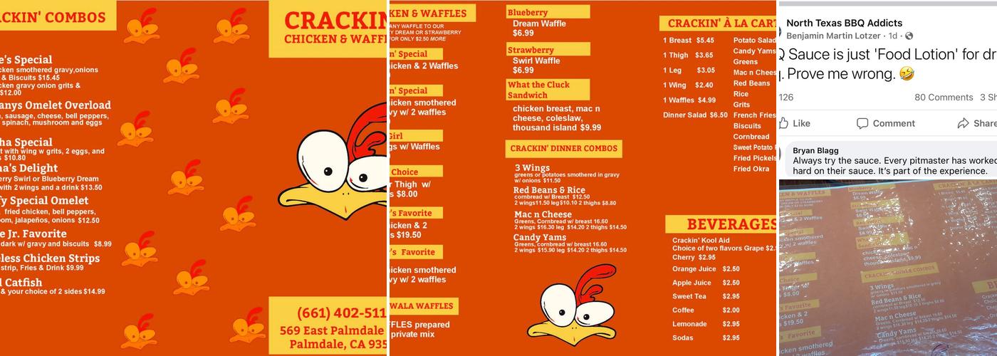 Crackin’ Chicken & Waffles Menu