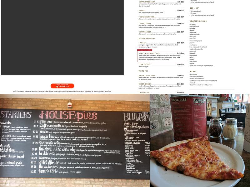 Craft Pizza Menu