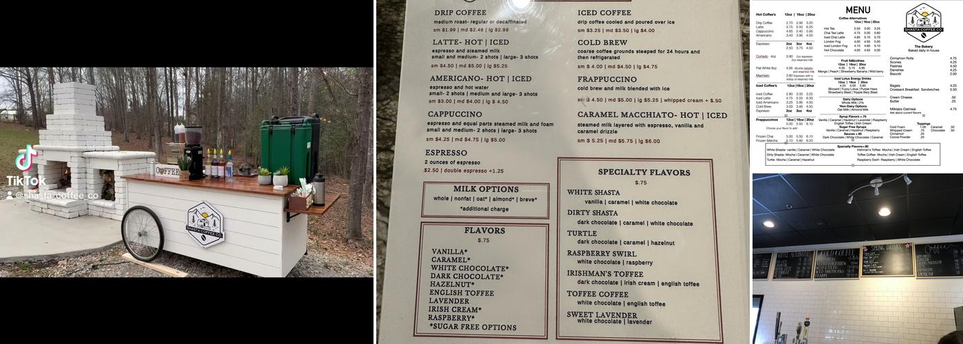 Shasta Coffee Co. Menu