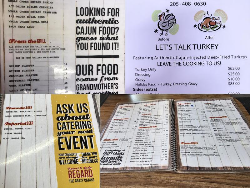 Crazy Cajuns' Boiling Pot Menu