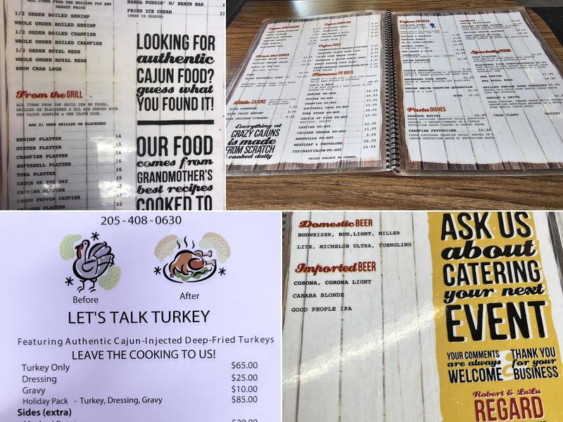 Crazy Cajuns' Boiling Pot Menu