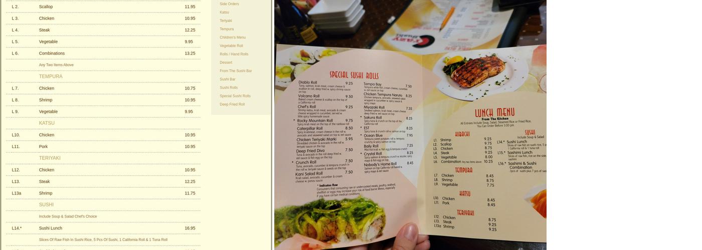Crazy Sushi Menu