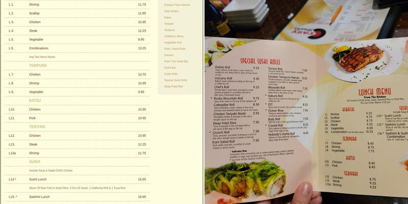 Crazy Sushi Menu