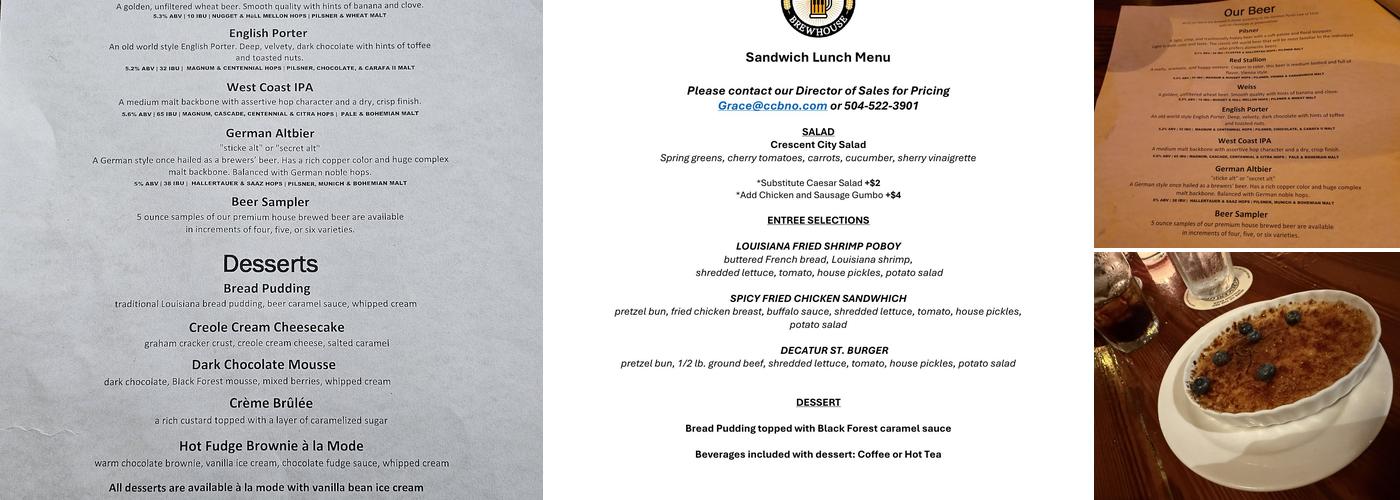 Crescent City Brewhouse Menu