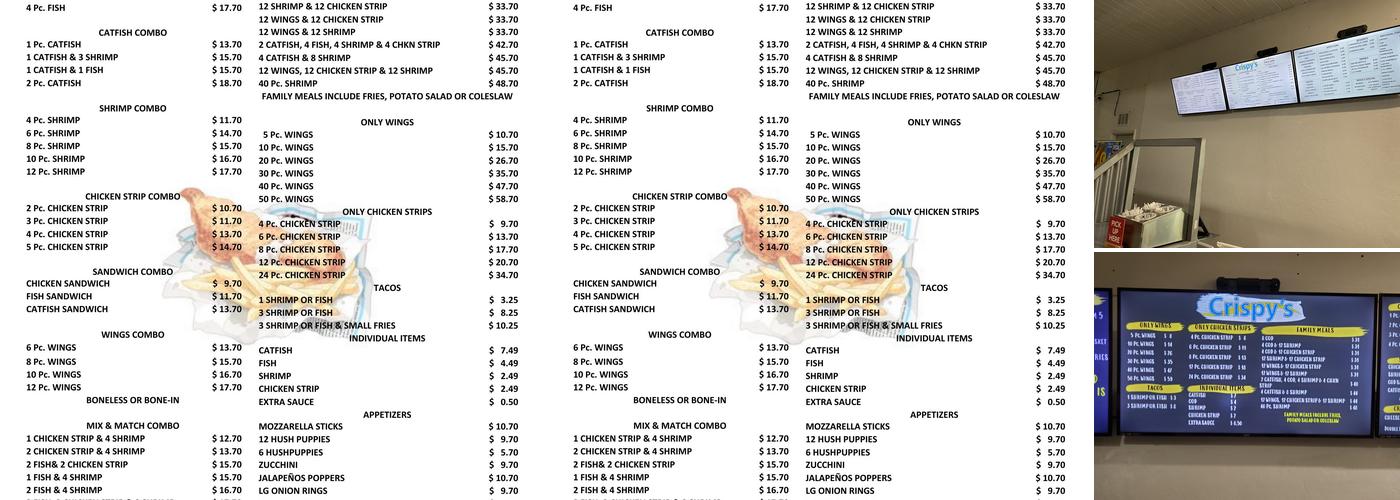 CRISPY'S FISH N CHIPS Menu