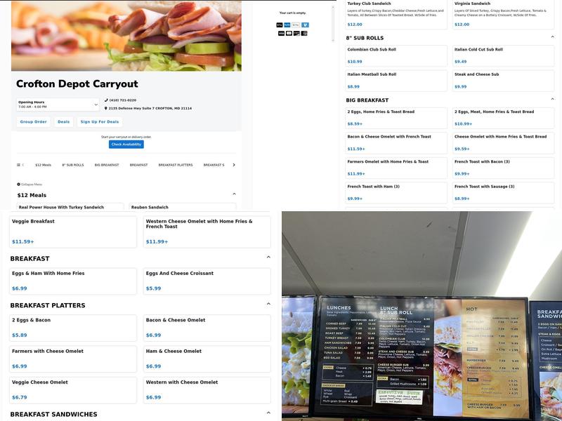 Depot Carryout Menu