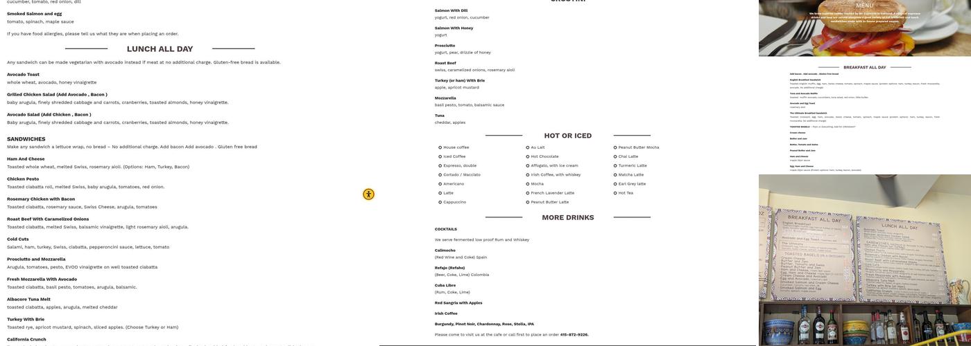 Crostini & Java Menu