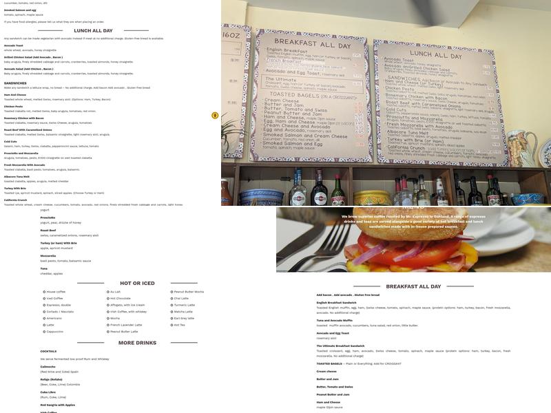 Crostini & Java Menu