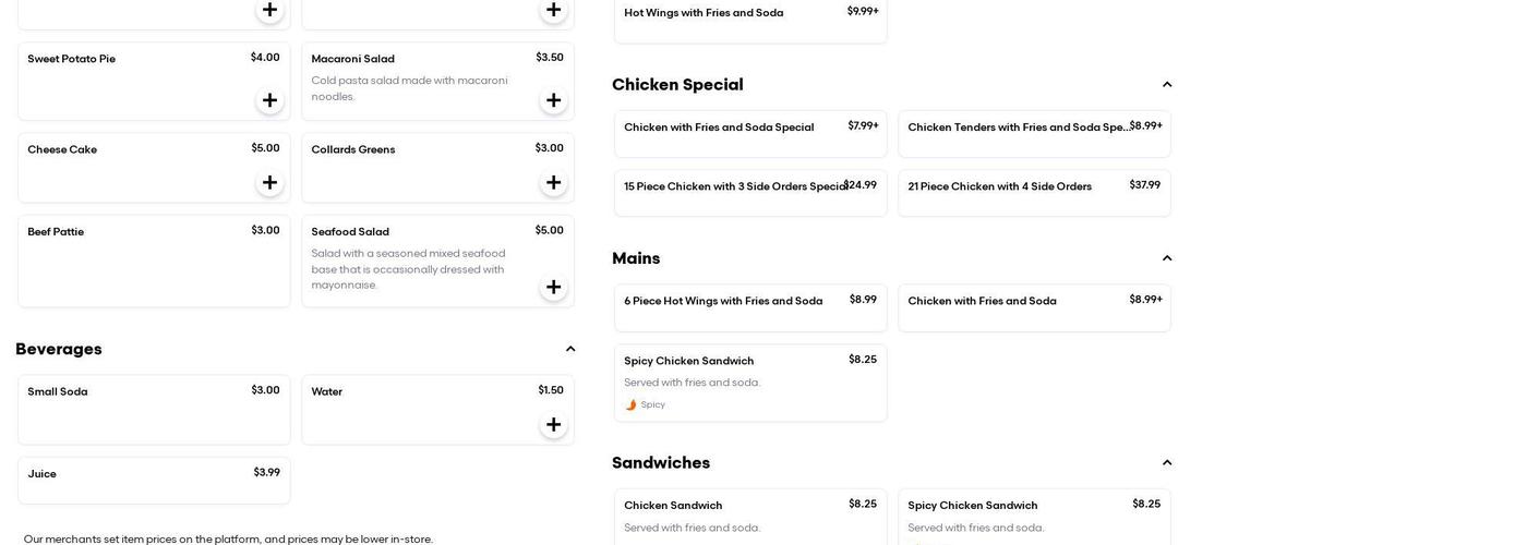 Crown Fried Chicken Menu