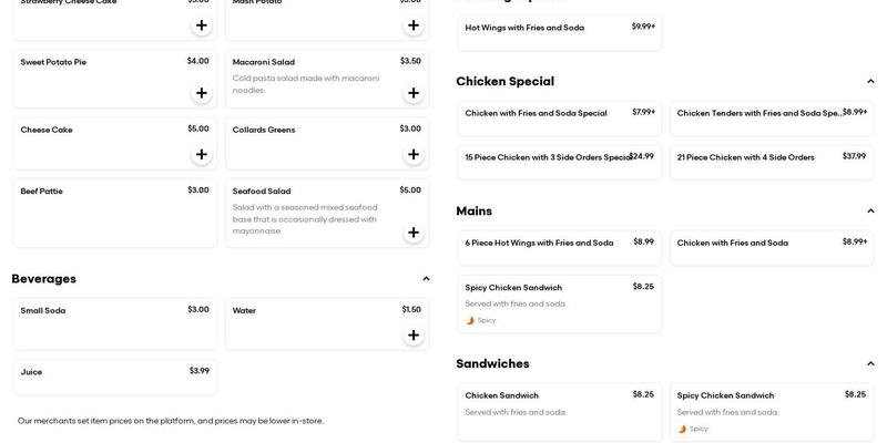 Crown Fried Chicken Menu
