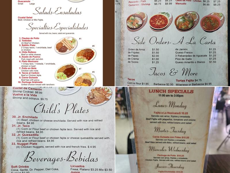 Crystal Mexican Restaurant Menu
