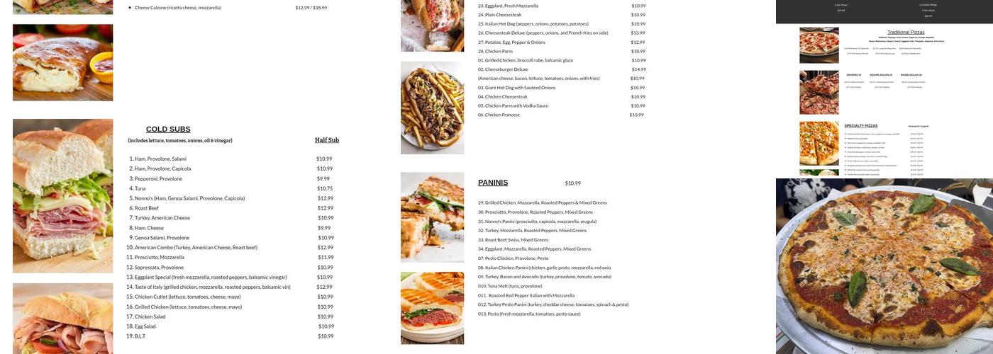 Nonno’s Pizzeria Deli & Catering Menu