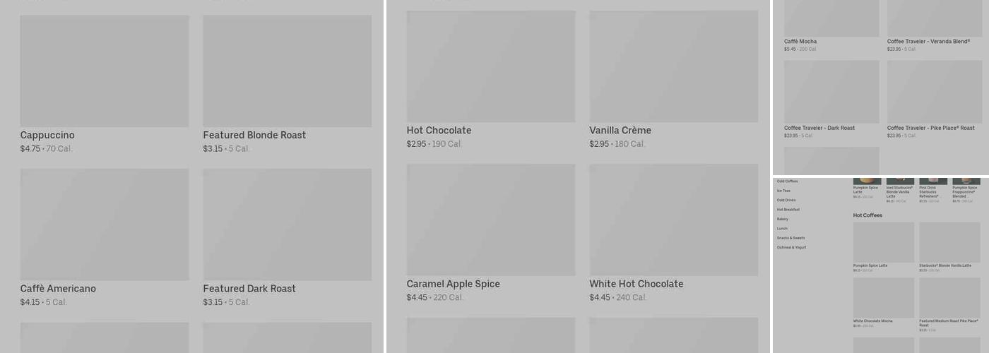Starbucks Coffee Company Menu