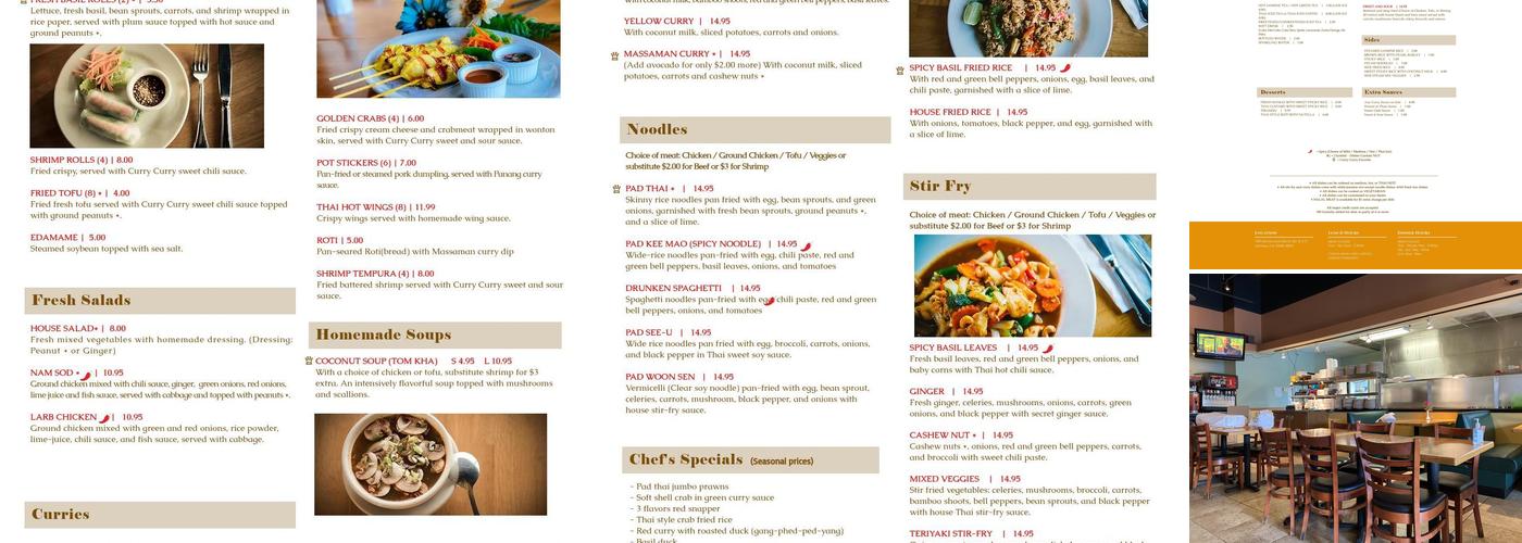 Curry Curry Thai Menu