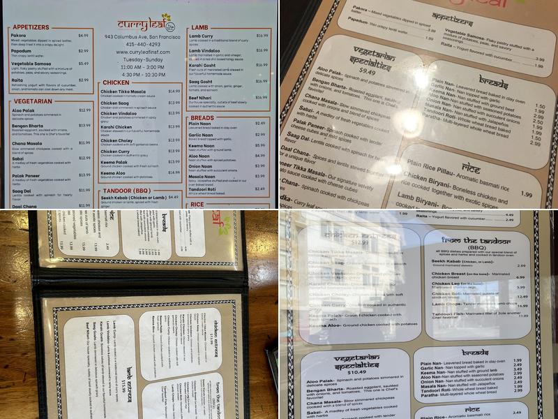 Curry Leaf Menu