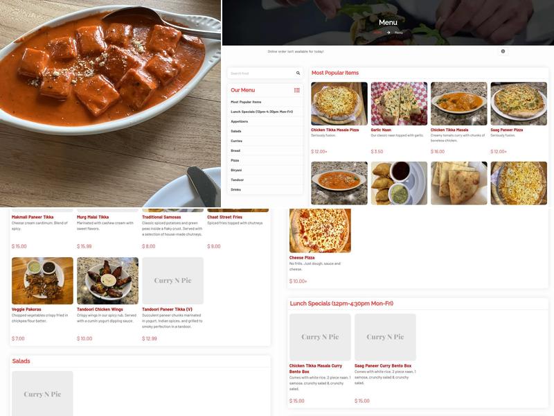 Curry N Pie - Georgetown Menu