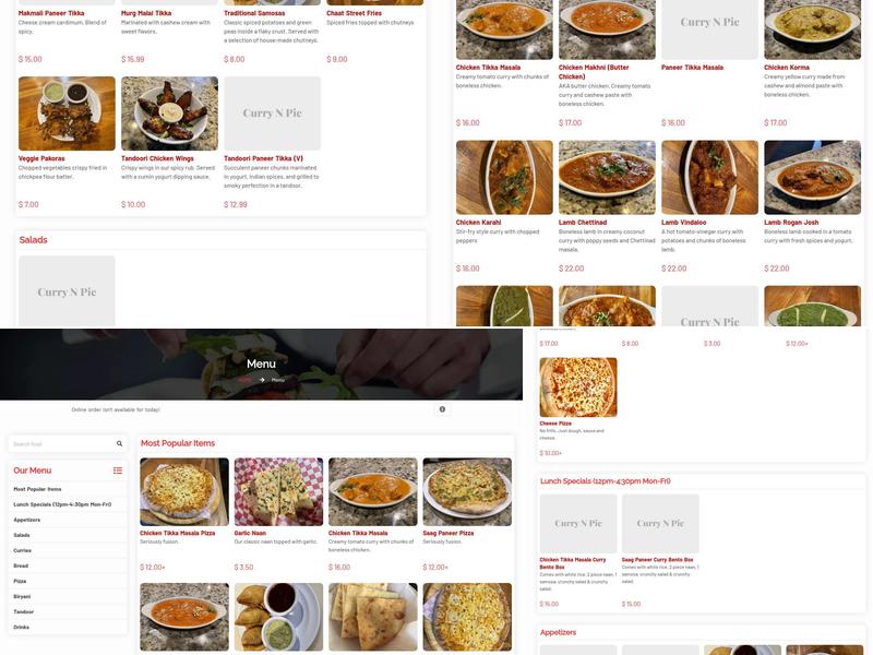Curry N Pie - Georgetown Menu