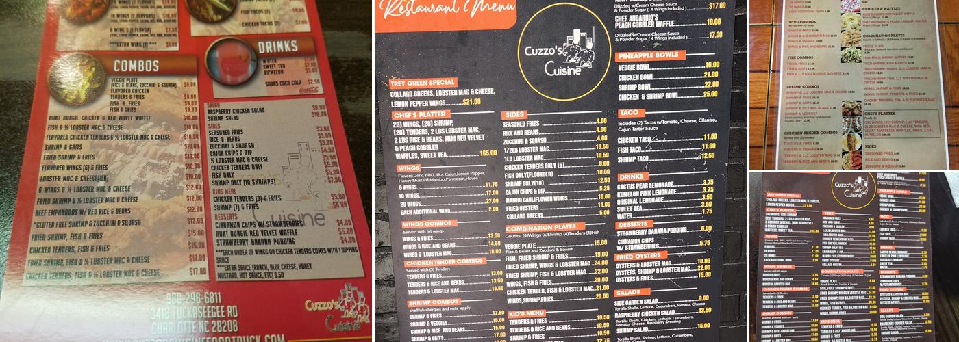 Cuzzo's Cuisine Menu