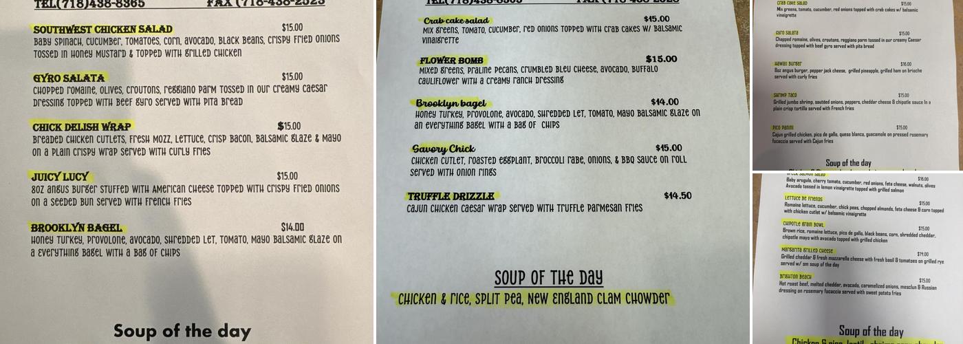 D & D Coffee Shop Menu