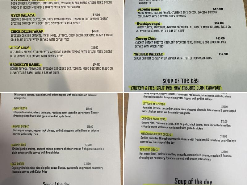 D & D Coffee Shop Menu