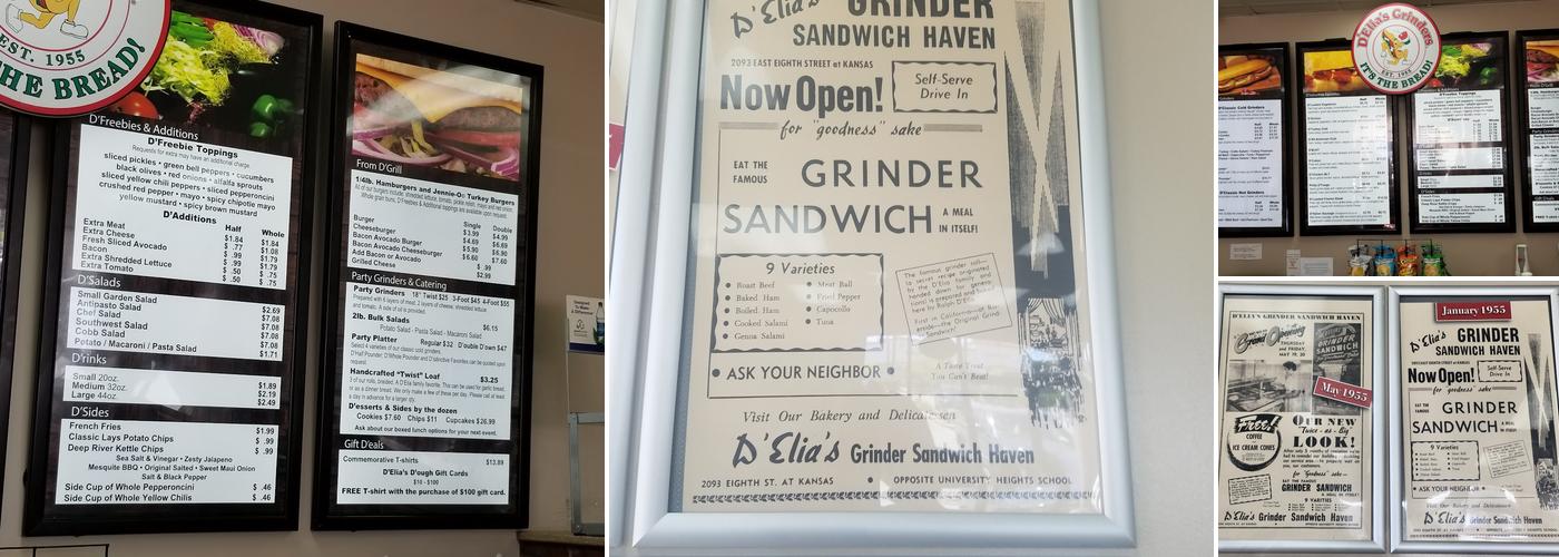 D'Elia's Grinders Menu