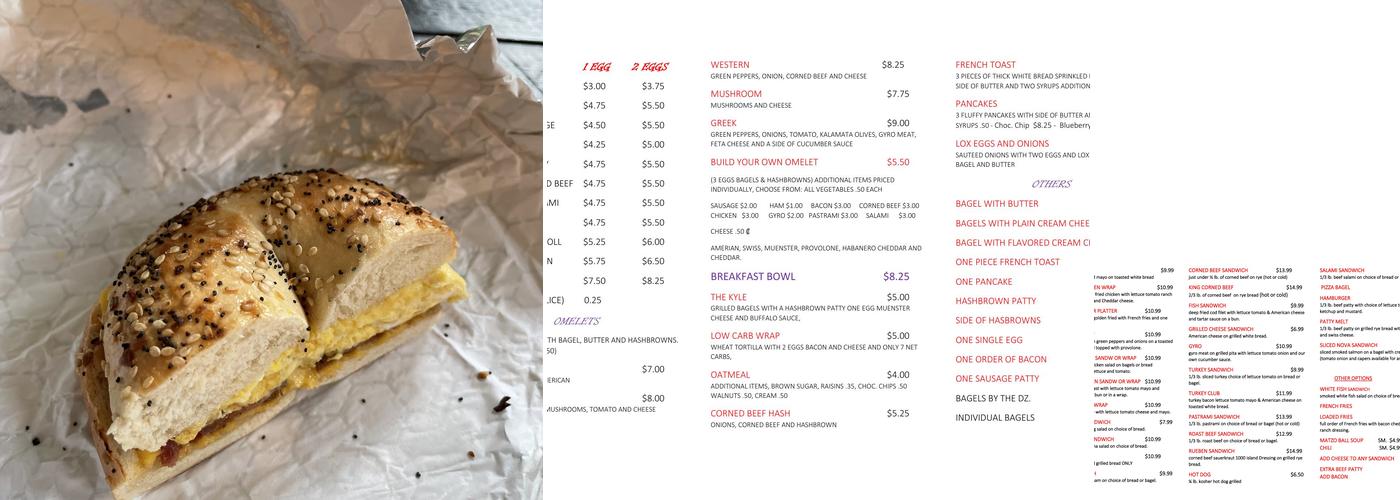 D & R Bagels Menu