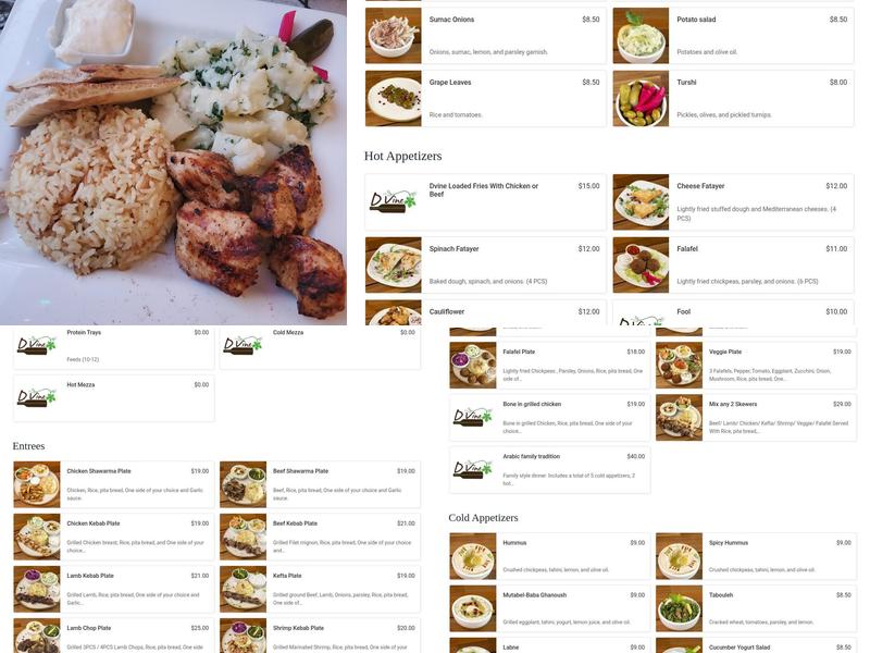 Dvine Mediterranean Experience Menu