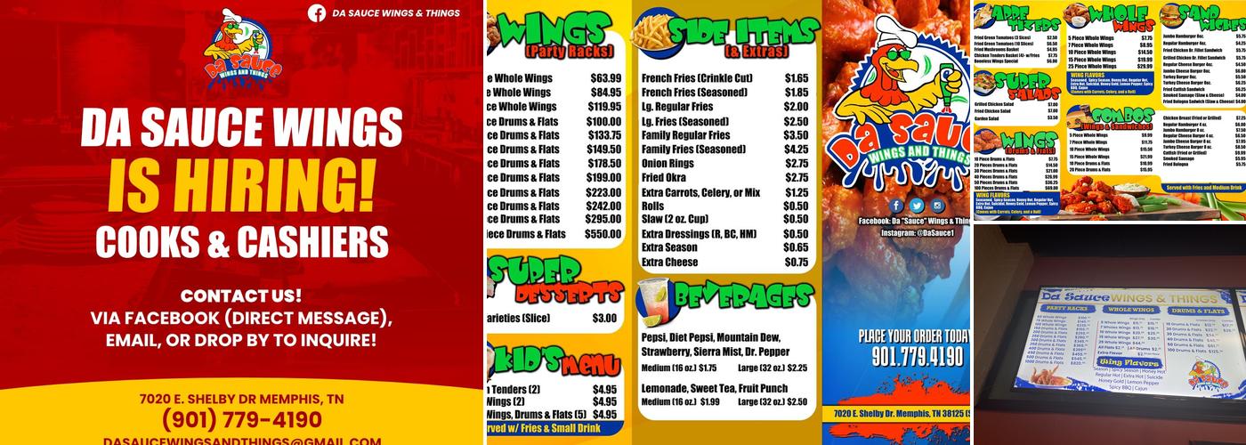 Da “Sauce” Wings & Things Menu