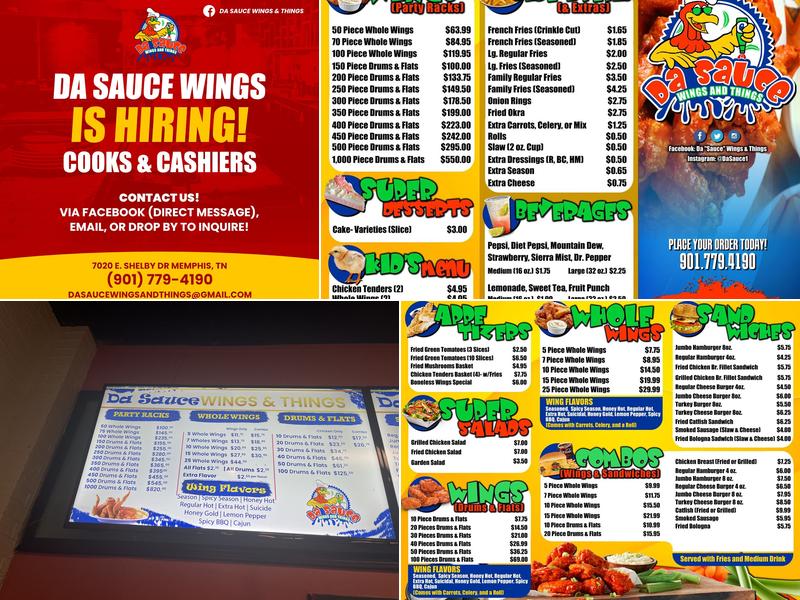 Da “Sauce” Wings & Things Menu