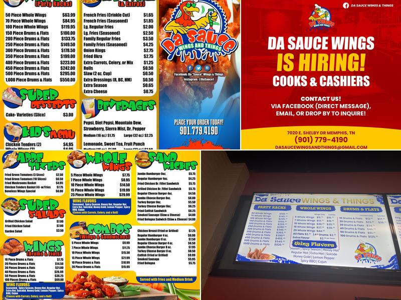 Da “Sauce” Wings & Things Menu