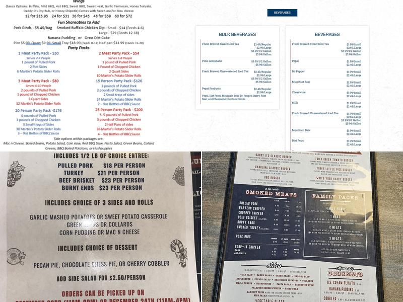 Daddy D's BBQ Menu