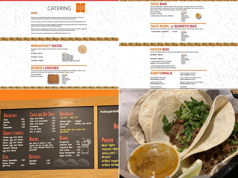 Daddy's Tacos Menu
